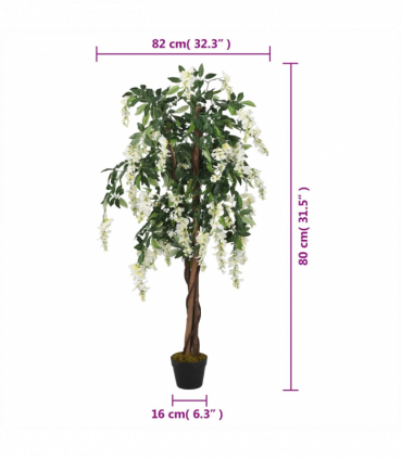 vidaXL Artificial Wisteria Tree 560 Leaves 80 cm Green and White