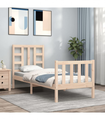 vidaXL Bed Frame with Headboard Small Single Solid Wood
