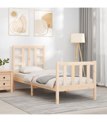 vidaXL Bed Frame with Headboard Small Single Solid Wood