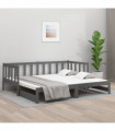 Pull-out Day Bed Grey 2x(90x190) cm Solid Wood Pine