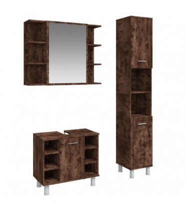 vidaXL 3 Piece Bathroom Cabinet Set Smoked Oak Engineered Wood