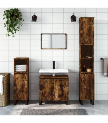 vidaXL Bathroom Cabinet Smoked Oak 58x33x60 cm Engineered Wood