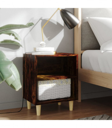 vidaXL Bed Cabinets with Solid Wood Legs 2 pcs Smoked Oak 40x30x50 cm