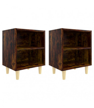 vidaXL Bed Cabinets with Solid Wood Legs 2 pcs Smoked Oak 40x30x50 cm