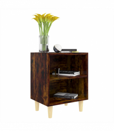 vidaXL Bed Cabinets with Solid Wood Legs 2 pcs Smoked Oak 40x30x50 cm