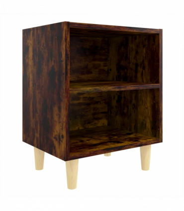 vidaXL Bed Cabinets with Solid Wood Legs 2 pcs Smoked Oak 40x30x50 cm