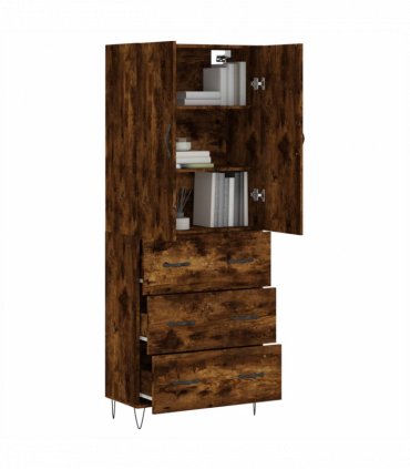 vidaXL Highboard Smoked Oak 69.5x34x180 cm Engineered Wood