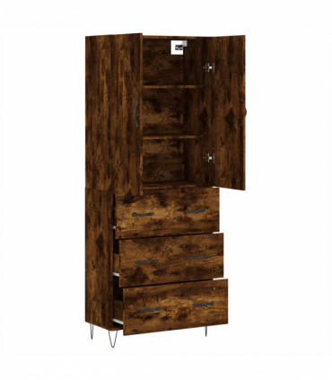 vidaXL Highboard Smoked Oak 69.5x34x180 cm Engineered Wood