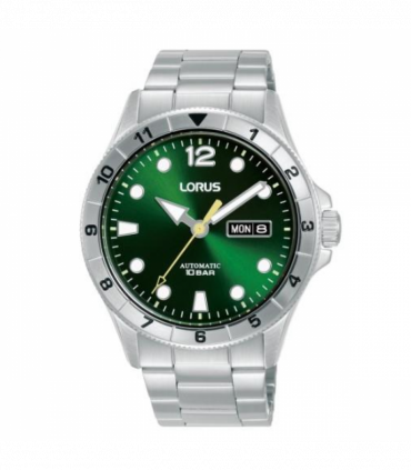 Lorus Mens Automatic Day Date Green Dial Stainless Steel Bracelet Watch RL463BX9