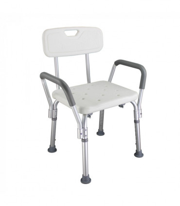 Medical Bathroom Safety Shower Tub Aluminium Alloy Bath Chair Bench with Back & Handle White