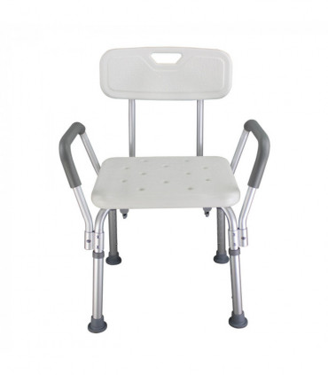 Medical Bathroom Safety Shower Tub Aluminium Alloy Bath Chair Bench with Back & Handle White