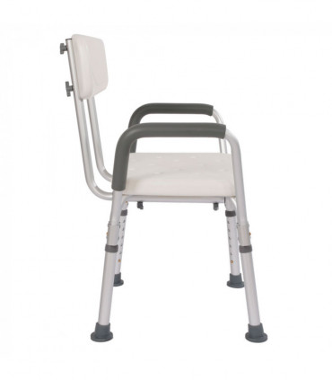 Medical Bathroom Safety Shower Tub Aluminium Alloy Bath Chair Bench with Back & Handle White