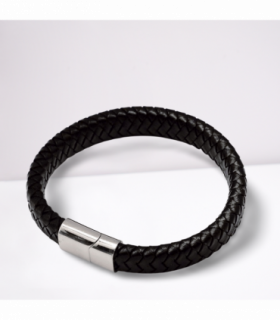 Men's Luxury Black Leather Bracelet
