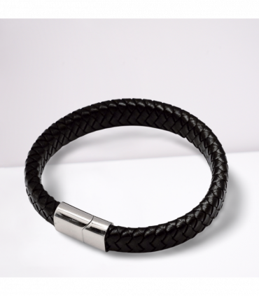 Men's Luxury Black Leather Bracelet