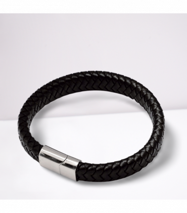 Men's Luxury Black Leather Bracelet