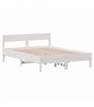 vidaXL Bed Frame with Headboard White 120x190 cm Small Double Solid Wood Pine