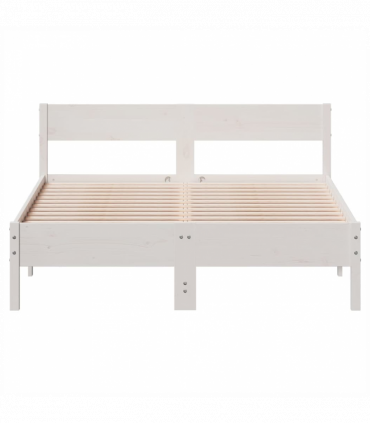 vidaXL Bed Frame with Headboard White 120x190 cm Small Double Solid Wood Pine