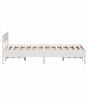 vidaXL Bed Frame with Headboard White 120x190 cm Small Double Solid Wood Pine