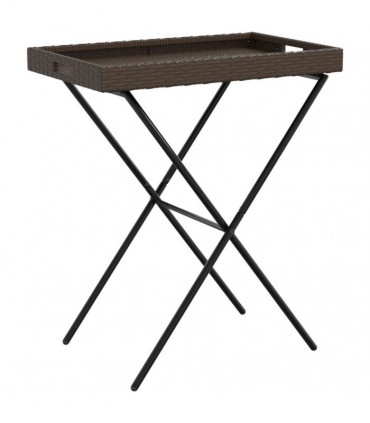 vidaXL Folding Tray Table Brown 65x40x75 cm Poly Rattan