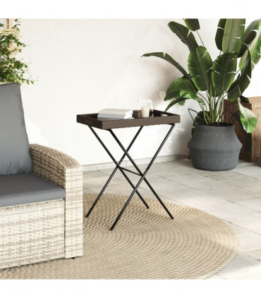 vidaXL Folding Tray Table Brown 65x40x75 cm Poly Rattan