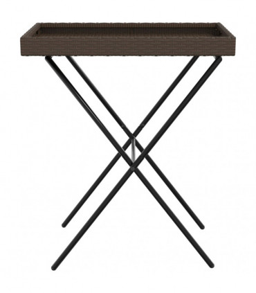 vidaXL Folding Tray Table Brown 65x40x75 cm Poly Rattan