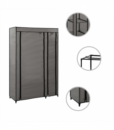 vidaXL Folding Wardrobe Grey 110x45x175 cm Fabric