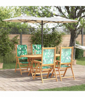 vidaXL Garden Dining Set Folding 5 pcs Leaf pattern Solid acacia wood