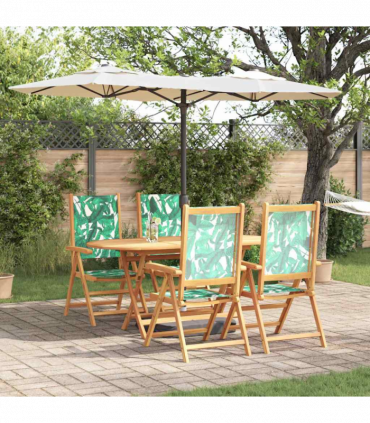 vidaXL Garden Dining Set Folding 5 pcs Leaf pattern Solid acacia wood