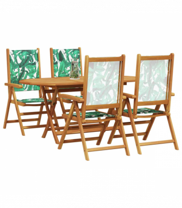 vidaXL Garden Dining Set Folding 5 pcs Leaf pattern Solid acacia wood
