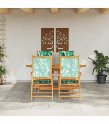 vidaXL Garden Dining Set Folding 5 pcs Leaf pattern Solid acacia wood