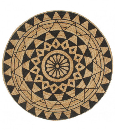 vidaXL Handmade Rug Jute with Black Print 150 cm