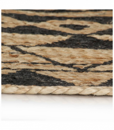 vidaXL Handmade Rug Jute with Black Print 150 cm