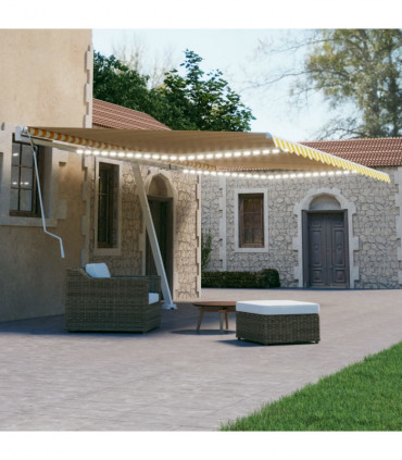 vidaXL Manual Retractable Awning with LED 600x300 cm Yellow and White