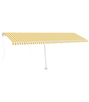 vidaXL Manual Retractable Awning with LED 600x300 cm Yellow and White