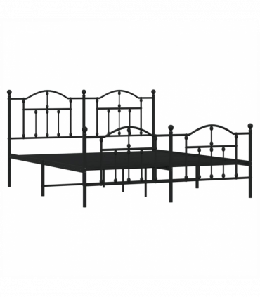 vidaXL Metal Bed Frame with Headboard and Footboard Black 180x200 cm Super King