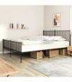 vidaXL Metal Bed Frame with Headboard and Footboard Black 183x213 cm