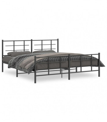vidaXL Metal Bed Frame with Headboard and Footboard Black 183x213 cm