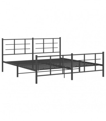 vidaXL Metal Bed Frame with Headboard and Footboard Black 183x213 cm