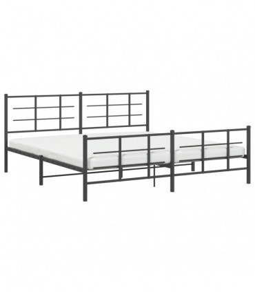 vidaXL Metal Bed Frame with Headboard and Footboard Black 183x213 cm