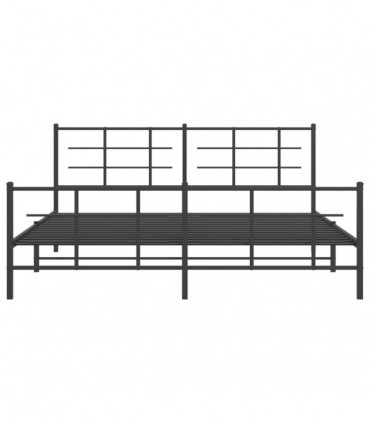 vidaXL Metal Bed Frame with Headboard and Footboard Black 183x213 cm