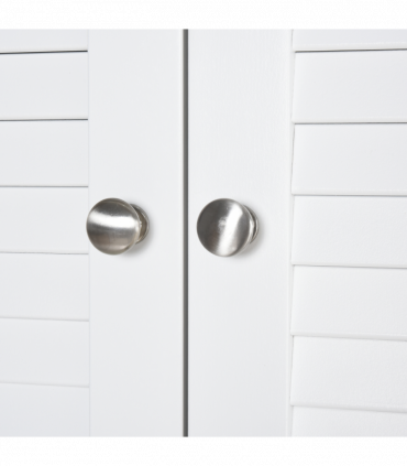 183x60cm Tall Freestanding Bathroom Cabinet Retro Shutters 3 Compartments White