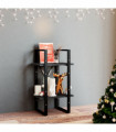 2-Tier Book Cabinet Black 40x30x70 cm Solid Pine Wood