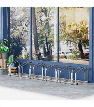 6 Bike Parking Rack Locking Storage Stand Holder Floor Wall Mount  HOMCOM