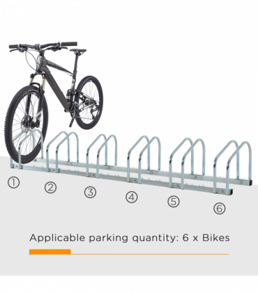 6 Bike Parking Rack Locking Storage Stand Holder Floor Wall Mount  HOMCOM