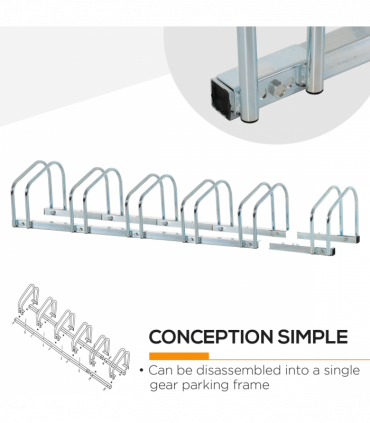 6 Bike Parking Rack Locking Storage Stand Holder Floor Wall Mount  HOMCOM