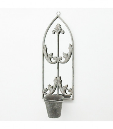 64cm RUSTY WALL MIRROR WITH SINGLE PLANTER