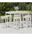 7 Piece Garden Bar Set White Solid Wood Pine