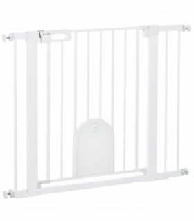 75-103 cm Pet Safety Gate Pressure Fit Stair w/ Small Door Double Locking