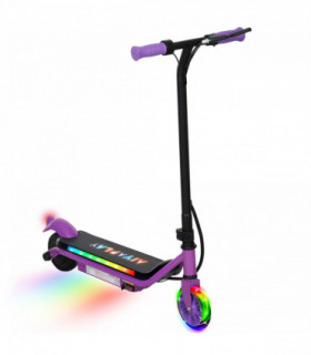 AIYAPLAY Electric Scooter for 6-14 w/Dual Brakes & Colourful Light, Purple