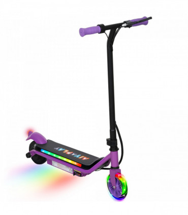 AIYAPLAY Electric Scooter for 6-14 w/Dual Brakes & Colourful Light, Purple